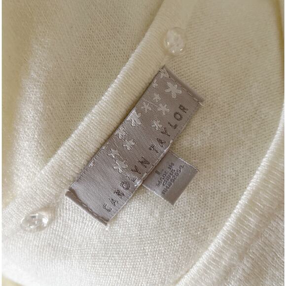 CAROLYN TAYLOR Womens Size Large Cream Rhinestone Long Sleeve Pullover Sweater - Picture 8 of 8